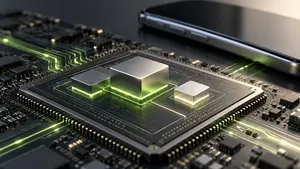 AI-generated illustration of a generic processor and mobile computing architecture.
