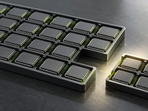 AI-generated illustration of a small memory-chip tray set apart from a larger tray.