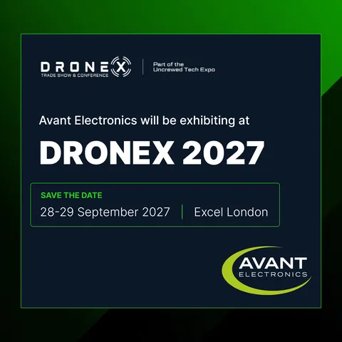 Avant Electronics exhibiting at DroneX 2027, 28-29 September 2027, Excel London.